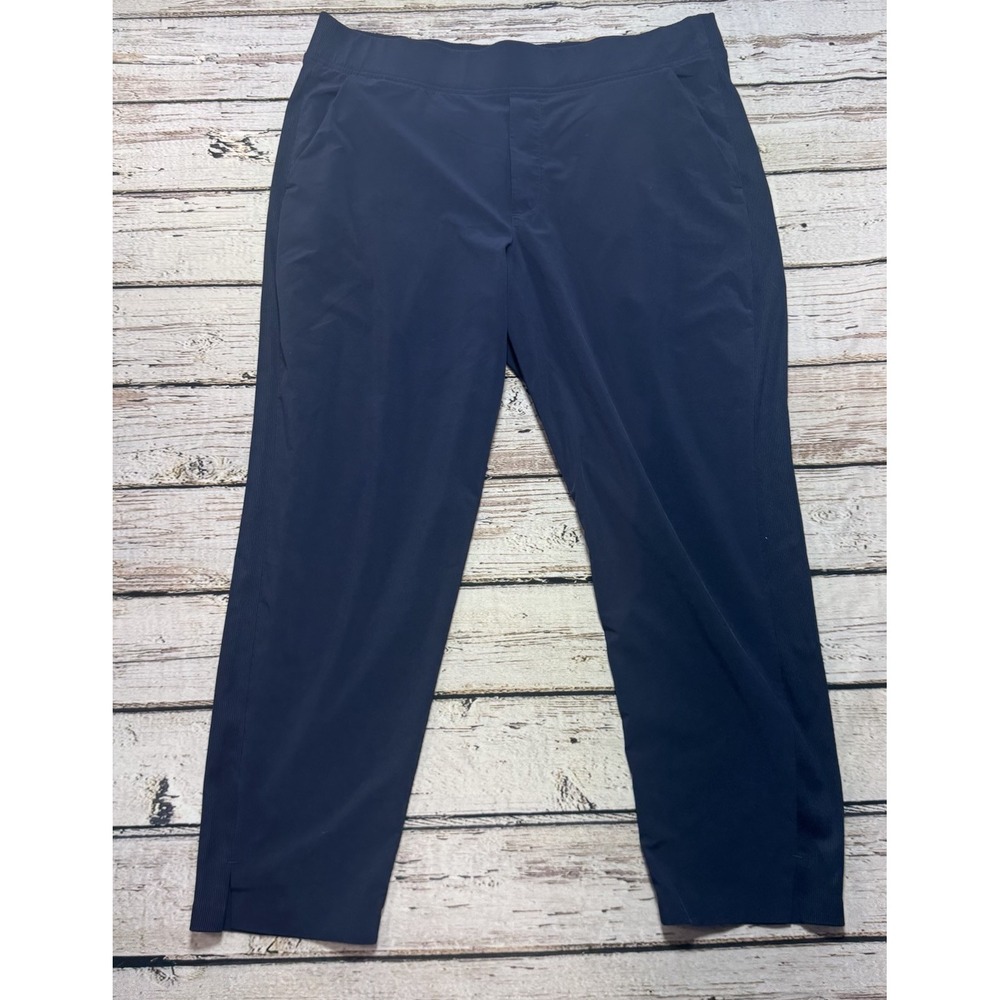 Athleta Brooklyn Joggers Pants Women's 16 Navy Blue Stash Pocket Nylon Stretch
